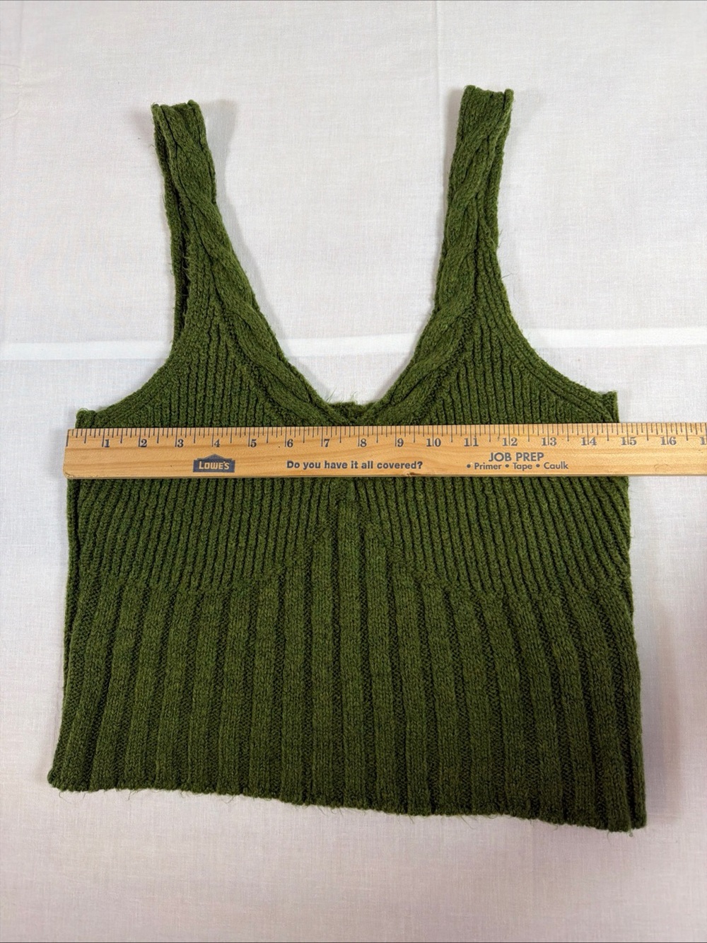 Anthropologie Rib Knit Crop Tank Top Green Sweater Size Medium - Picture 4 of 16